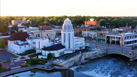 Southeast View of Municipal Building and Bridge