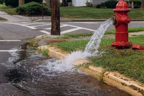 Fire hydrant flowing water
