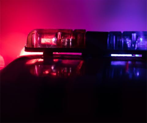 red and blue police car lights 